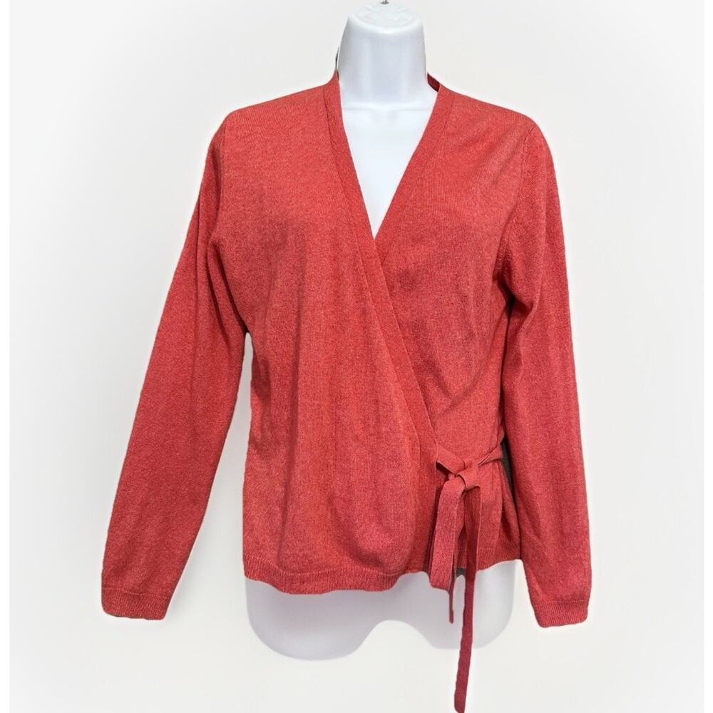 Vintage Benetton Ballet Wrap Sweater Knit Classic Croatia Wool Blend Persimmon